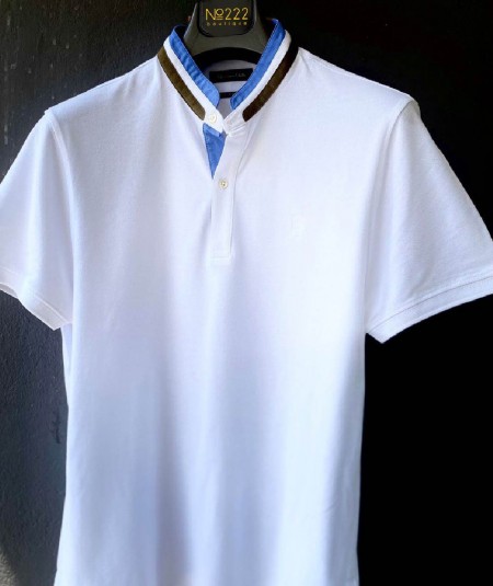 Massimo Dutti Erkek Hakim Yaka Kısa Kollu Beyaz Polo T-Shirt