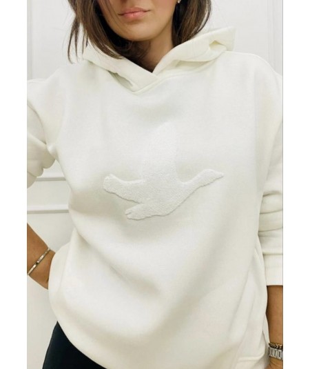 Beymen Club Kapüşonlu Kuş Nakışlı Kadın Beyaz Sweatshirt